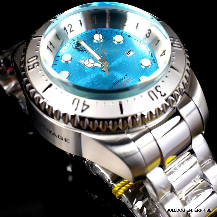 Invicta Hydromax Ocean Voyage Aqua Blue Steel Chronograph Limited Edtn 52mm New