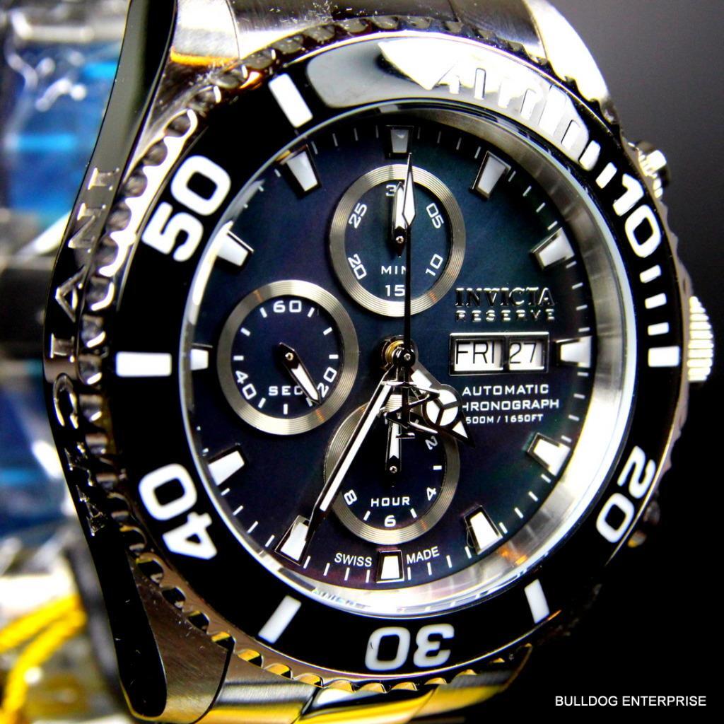 Invicta Reserve Pro Diver Swiss Automatic 7750 Valjoux Black MOP Watch New 1068