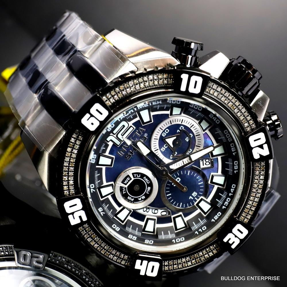 Invicta Shaq Grand Octane .75 CTW Diamond Black MOP Swiss 63mm Steel Watch New