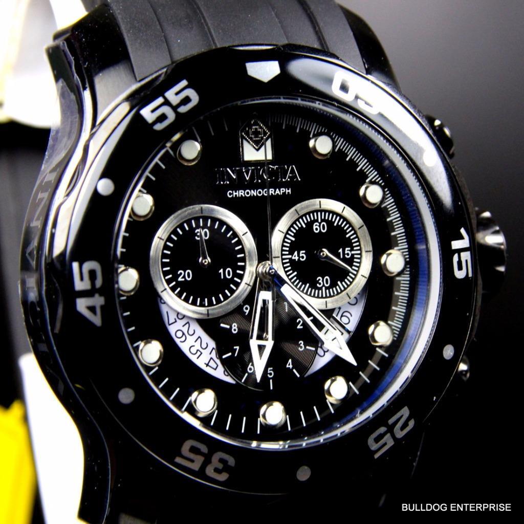 Invicta Pro Diver Scuba Black Chronograph Rubber Black Combat Watch New