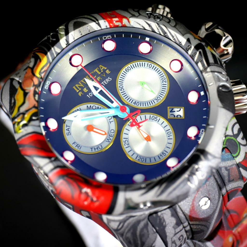 Invicta Reserve Venom Graffiti Swiss Mvt Gray Hydroplated Steel 52mm Watch New