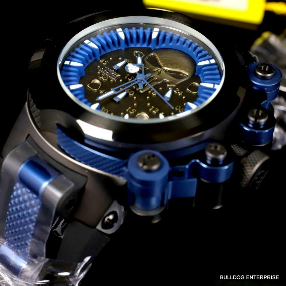 Invicta Marvel Punisher Coalition Forces Trigger 56mm Blue Black Watch New