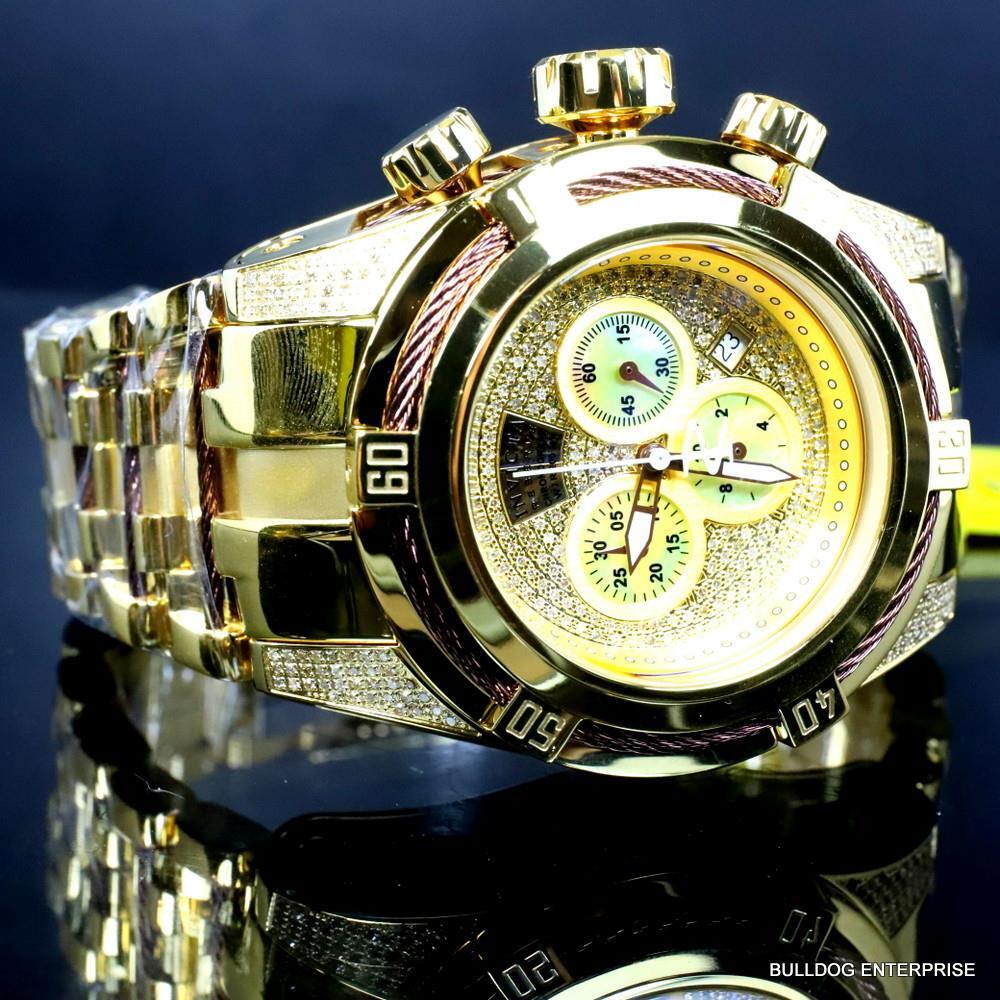 Invicta Reserve Bolt Zeus 1.31 CTW Diamond Gold Plated Steel Swiss Mvt Watch New