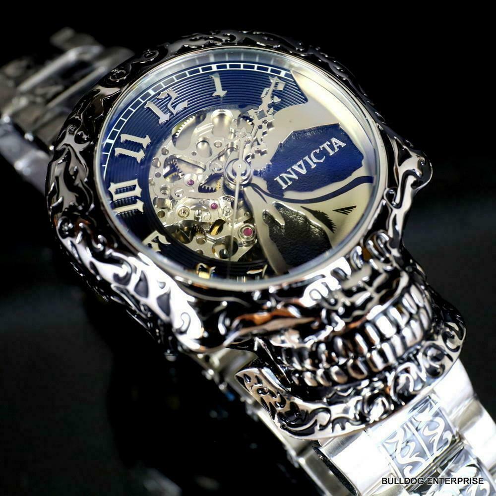 Invicta Artist Skull Automatic Skeletonized Stainless Steel 50mm Watch New