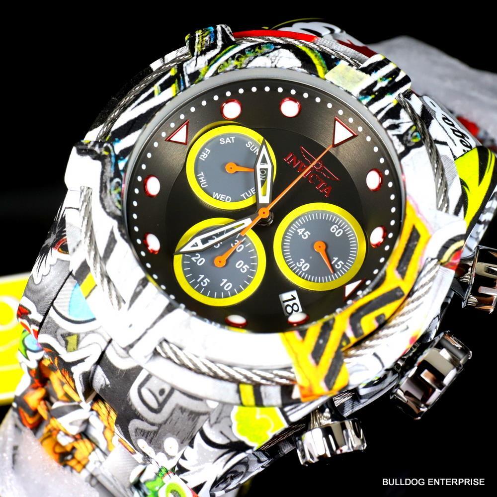 Invicta Bolt Zeus Graffiti Hydroplated Steel Black Chronograph 52mm Watch New
