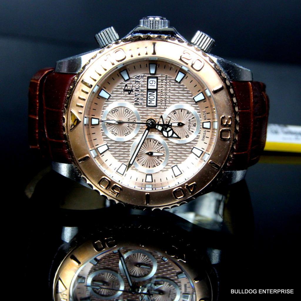 Invicta Reserve Pro Diver Swiss Made Automatic Sellita SW500 Brown Leather New