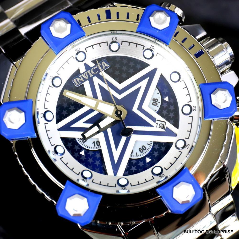 Invicta NFL Dallas Cowboys Grand Octane 63mm Stainless Steel Chrono Watch New