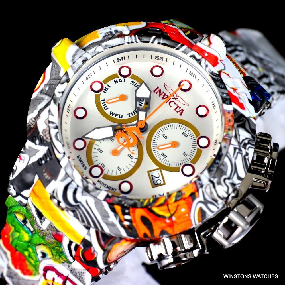 Invicta The Subaqua Graffiti Steel Hydroplated Bracelet Swiss Mvt Watch 50mm New