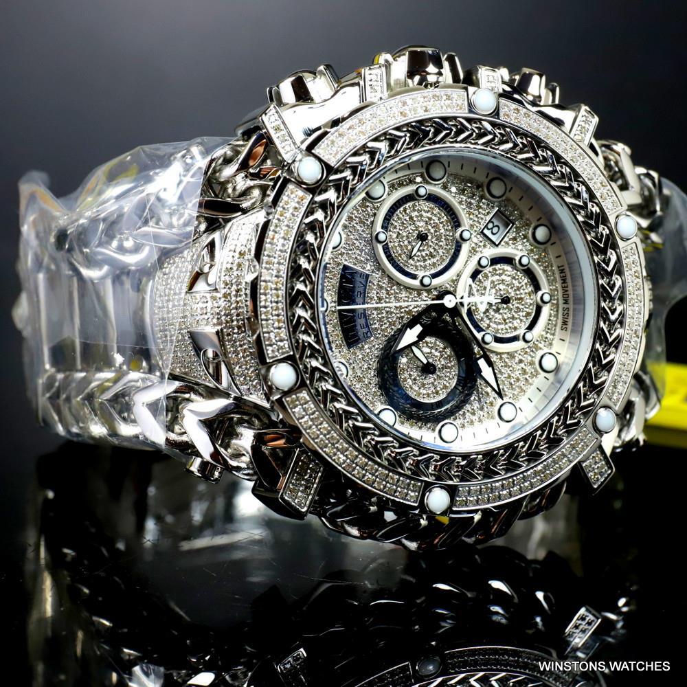Invicta Reserve Gladiator 2.92CTW Diamond Stainless Steel Swiss 61mm Watch New