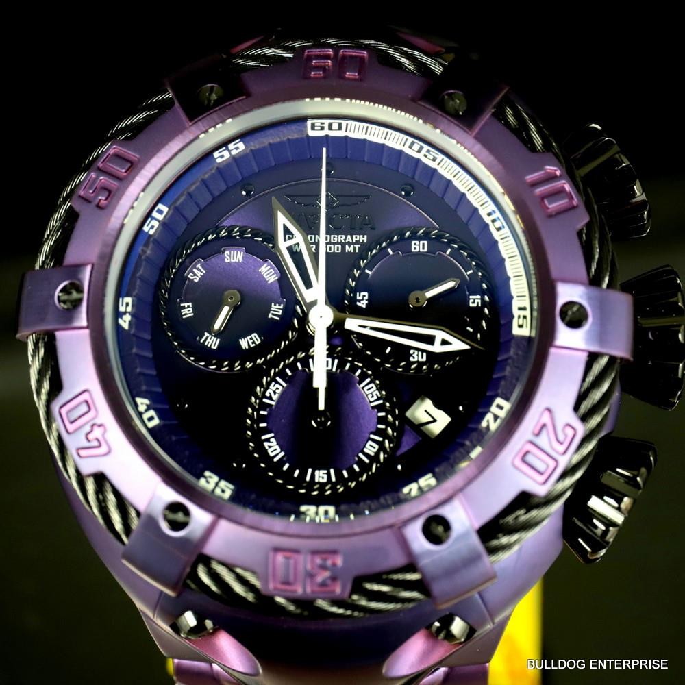 Invicta Thunderbolt Purple Stainless Steel 52mm Swiss Mvt Chronograph Watch New