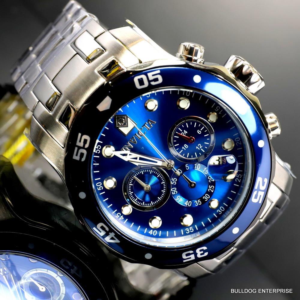 Invicta Pro Diver Scuba Chronograph 48mm Stainless Steel Bracelet Blue Watch New