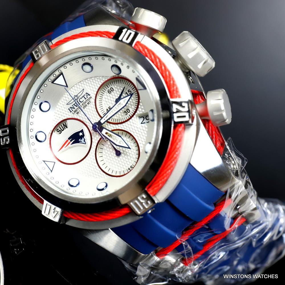 Invicta NFL Bolt Zeus New England Patriots Chronograph Swiss Blue 52mm Watch New
