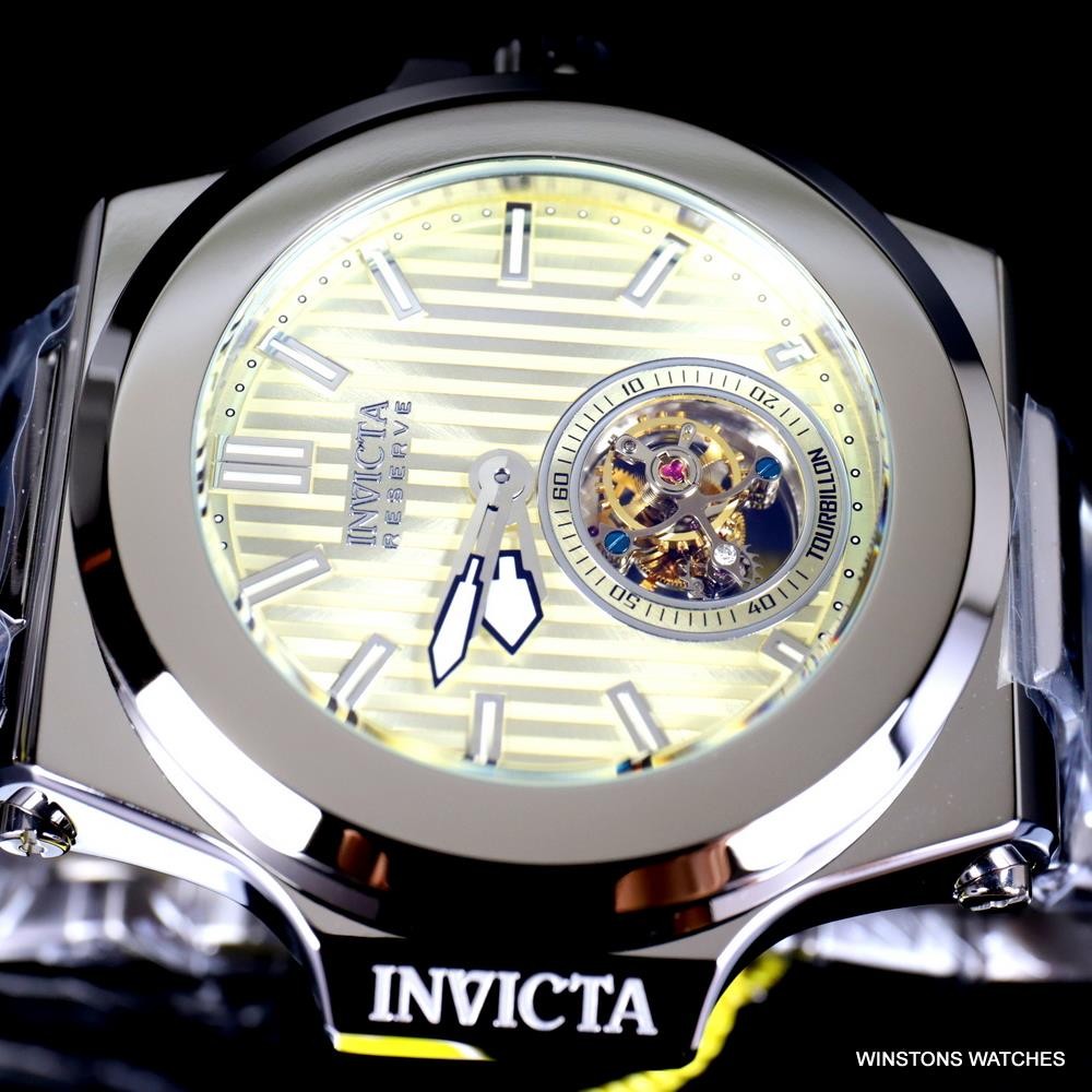 Invicta Reserve Akula Prestige Tourbillon 58mm Champagne Silver Steel Watch New