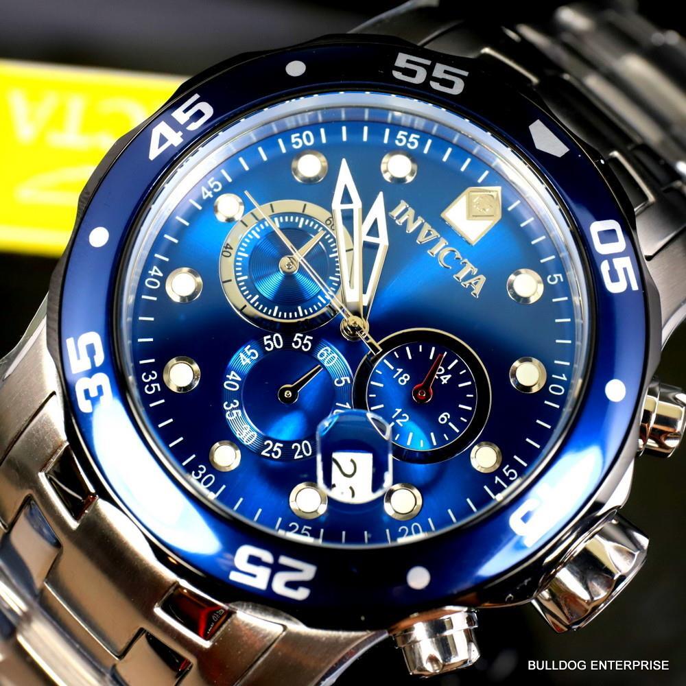 Invicta Pro Diver Scuba Chronograph 48mm Stainless Steel Bracelet Blue Watch New