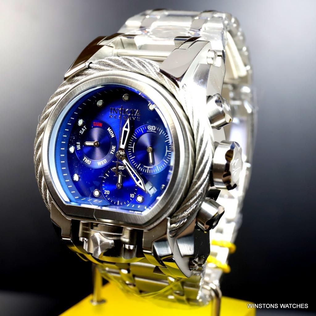 Invicta Reserve Bolt Zeus Magnum Cable Steel Blue Swiss Mvt 52mm Watch New