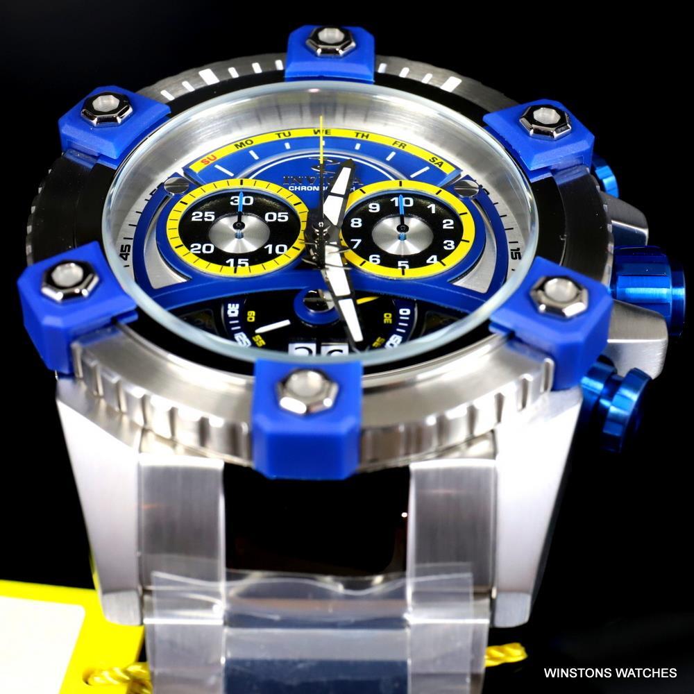 Invicta Reserve Grand Octane 63mm Stainless Steel Swiss Blue Chrono Watch New