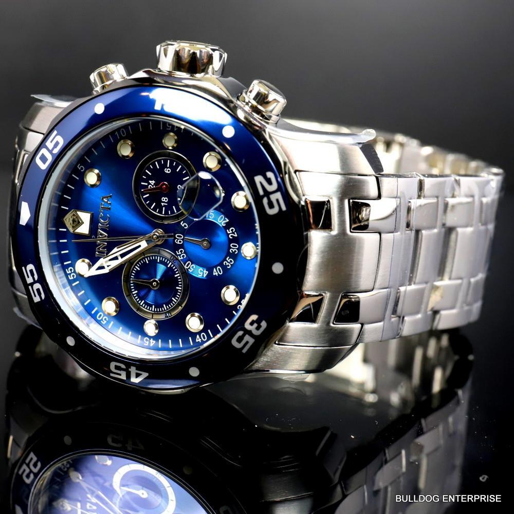 Invicta Pro Diver Scuba Chronograph 48mm Stainless Steel Bracelet Blue Watch New
