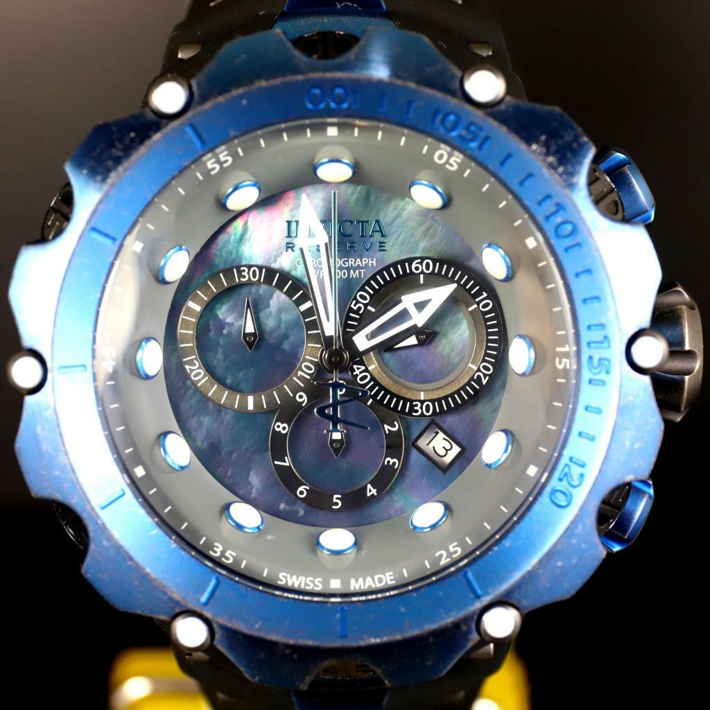 Invicta Reserve Venom Gen II Swiss Made Blue Distressed Black MOP 52mm Watch New