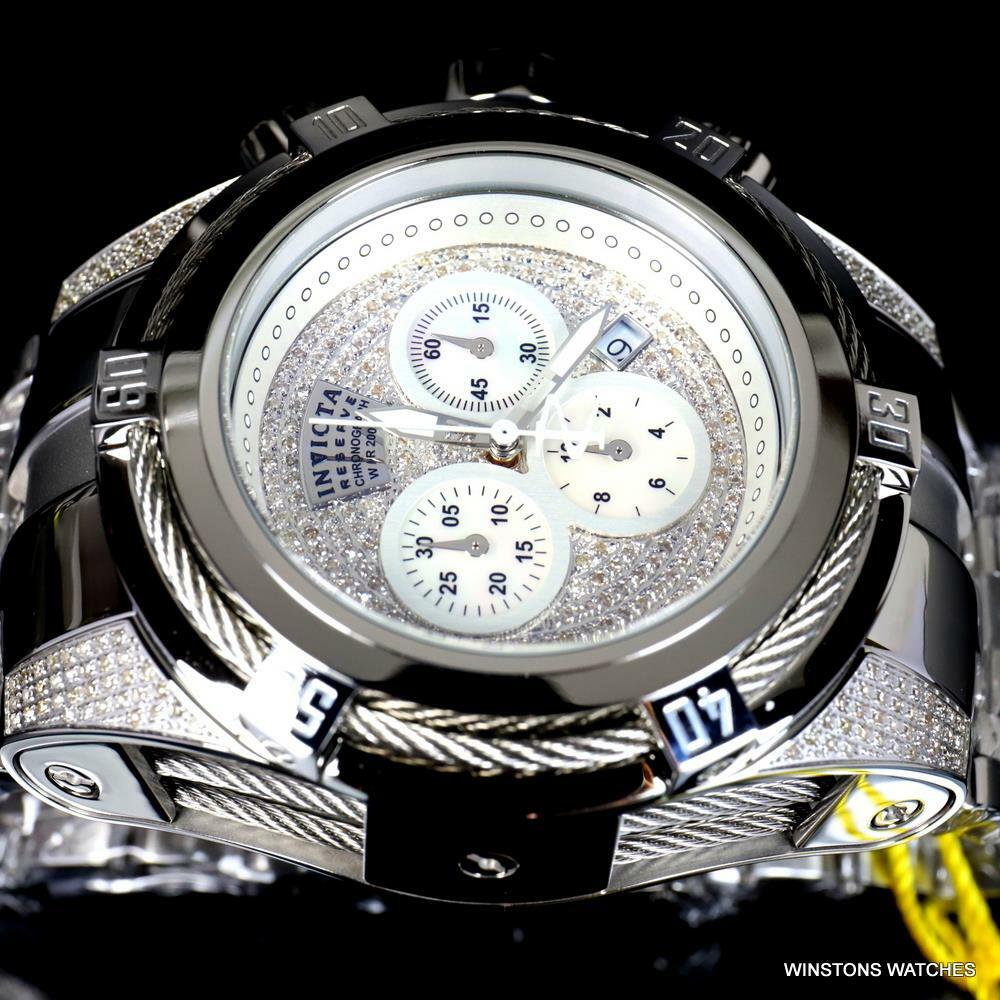 Invicta Reserve Bolt Zeus Diamond 50mm Polished Stainless Steel Swiss Watch New