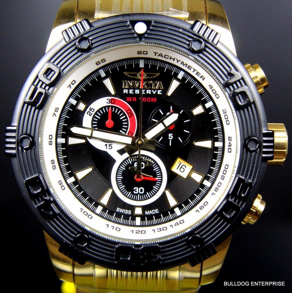 Invicta Reserve Ocean Speedway Gen II Swiss Gold Plated Steel Black Watch New