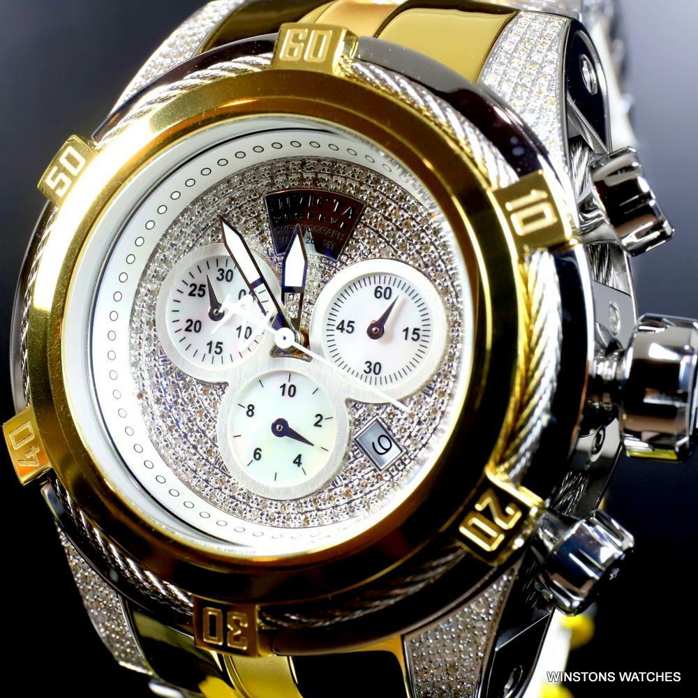 Invicta Reserve Bolt Zeus Diamond 50mm Polished Two Tone Steel Swiss Watch New