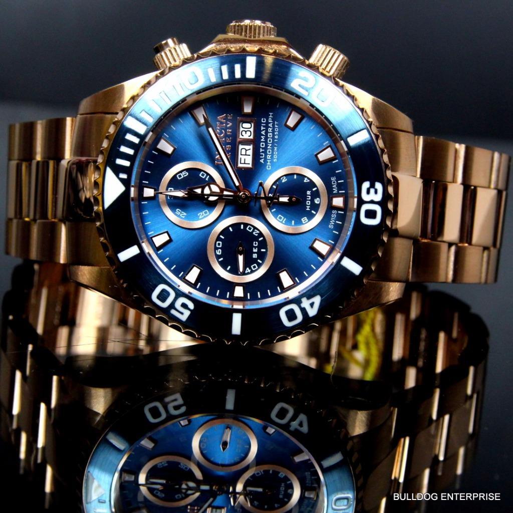 Invicta Reserve Pro Diver Rose Gold Swiss Automatic 7750 Valjoux 18916 Watch New