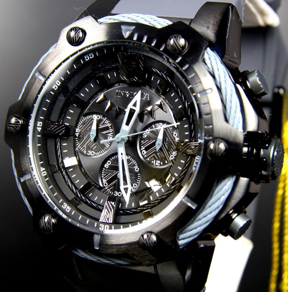Invicta Marvel Black Panther 52mm Limited Ed Bolt Chronograph Rubber Watch New
