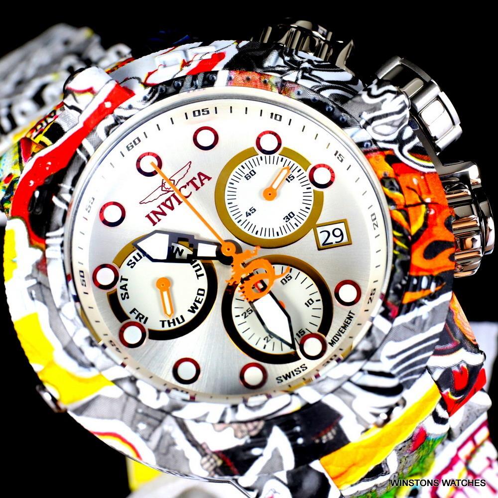 Invicta The Subaqua Graffiti Steel Hydroplated Bracelet Swiss Mvt Watch 50mm New