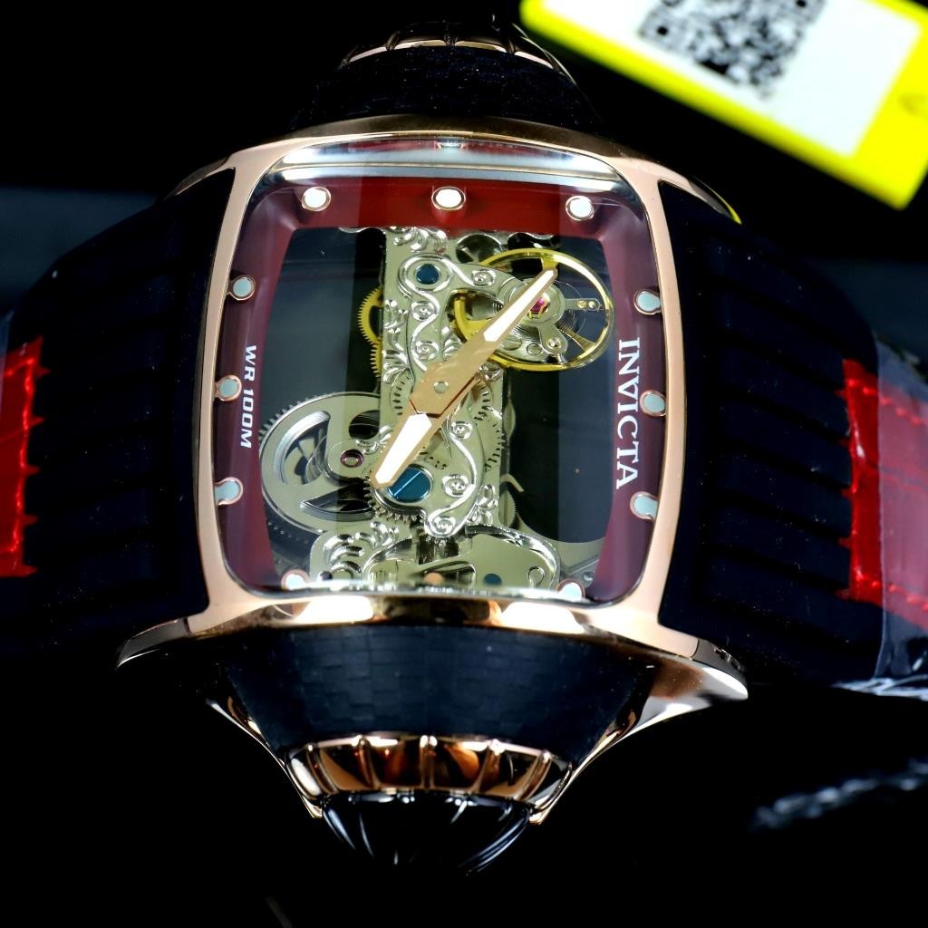 Invicta Vintage Ghost Bridge Automatic Skeletonized Rose Gold Red 68mm Watch New
