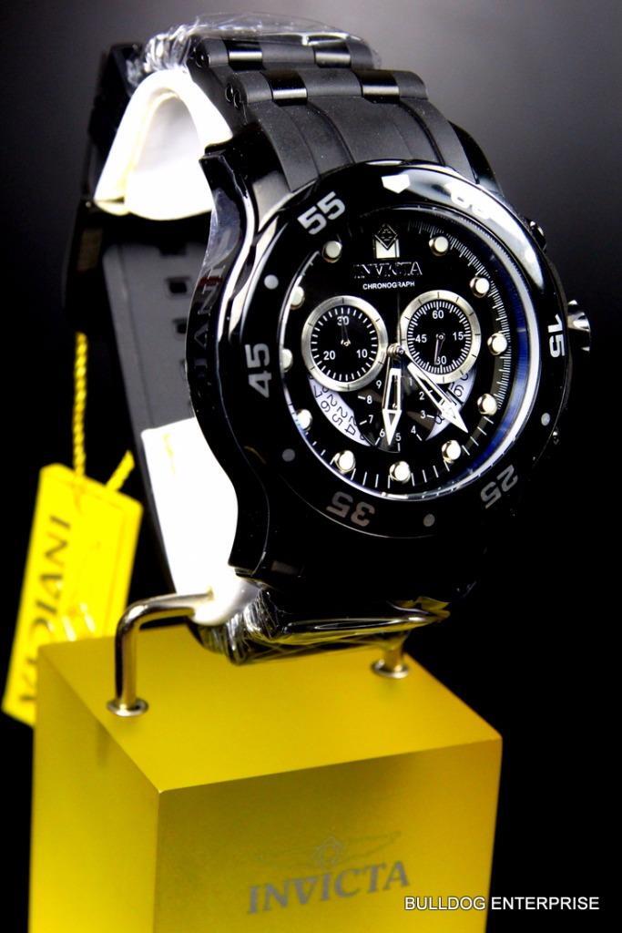 Invicta Pro Diver Scuba Black Chronograph Rubber Black Combat Watch New