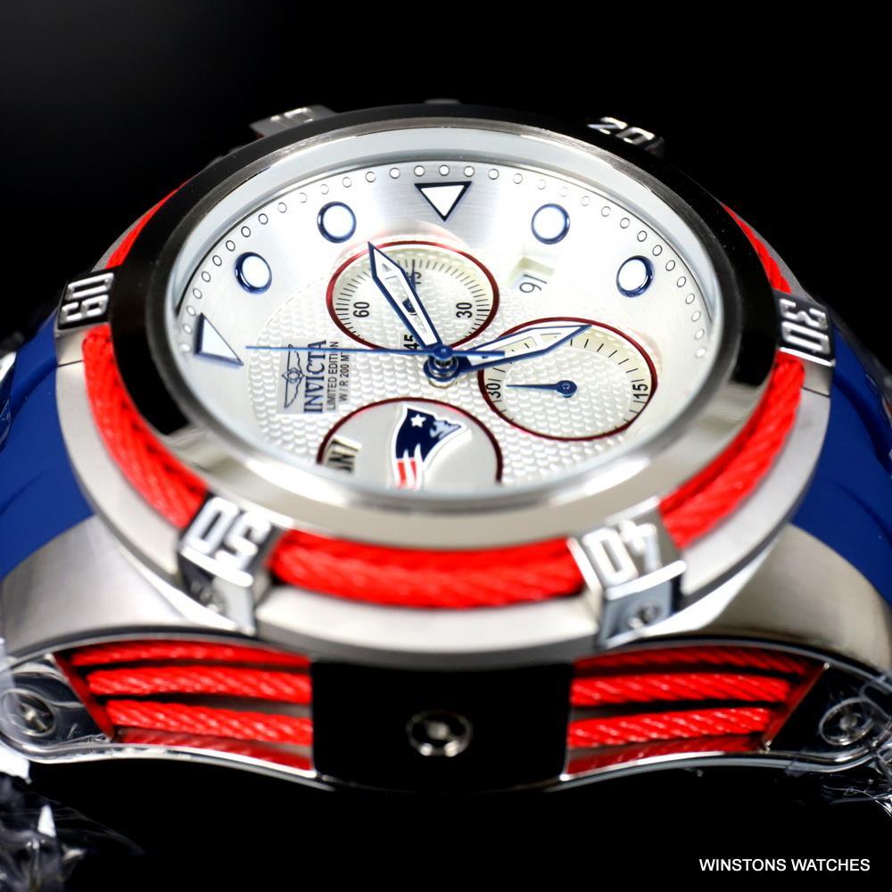 Invicta NFL Bolt Zeus New England Patriots Chronograph Swiss Blue 52mm Watch New