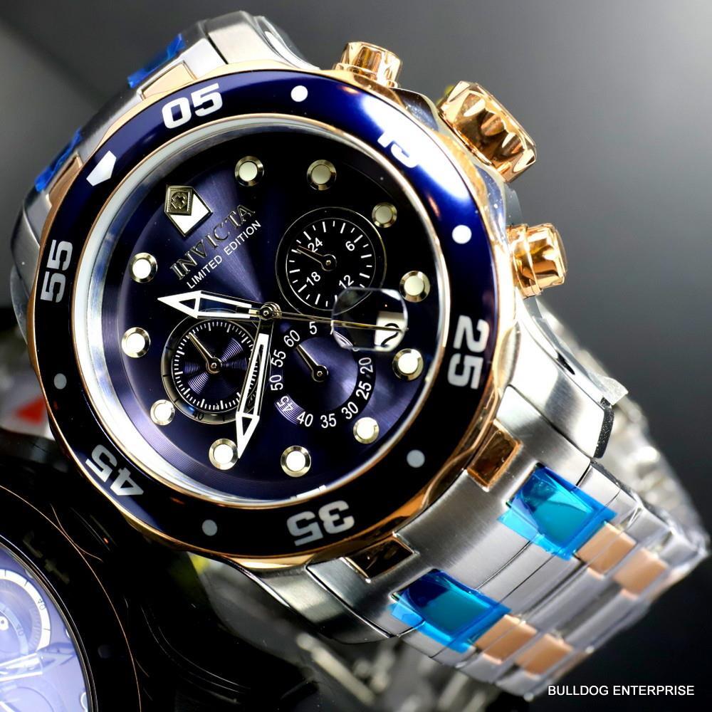 Invicta Pro Diver Scuba Limited Edition Chronograph 48mm Steel Blue Watch New