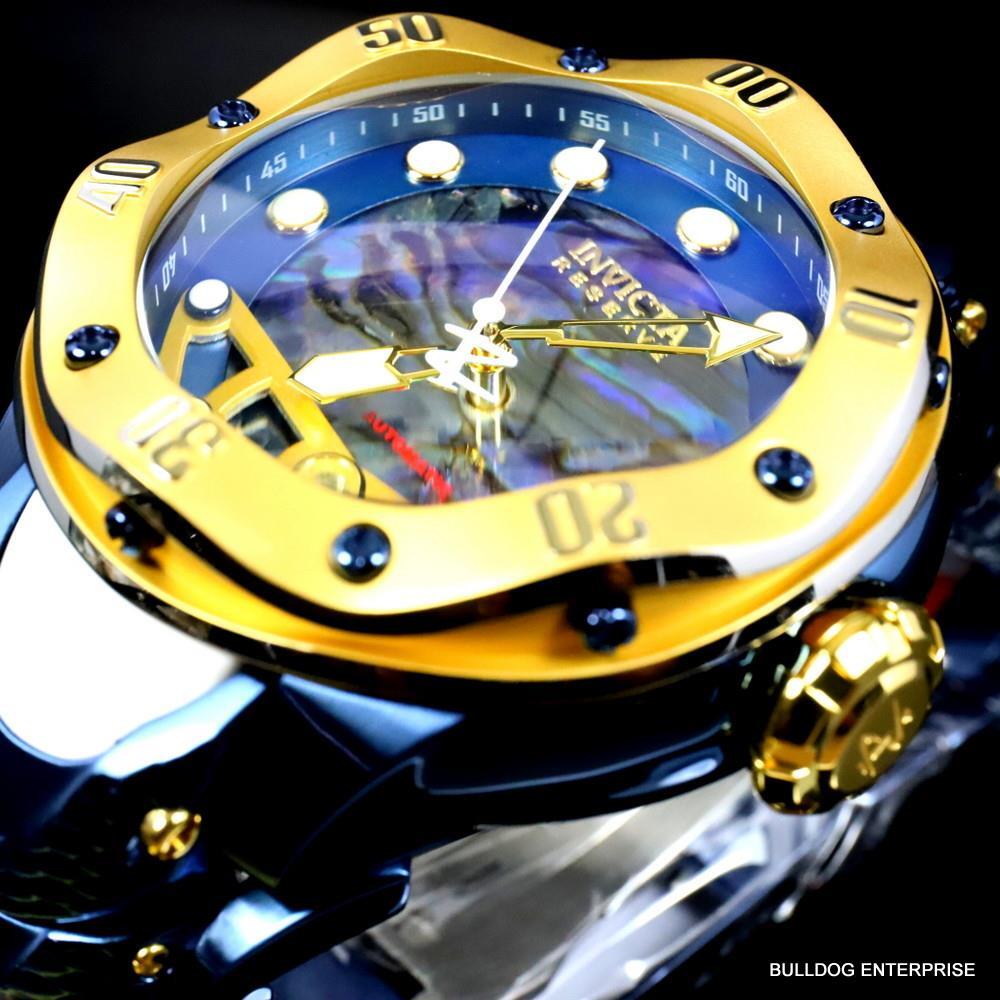 Invicta Reserve Kraken Swiss R150 Automatic Abalone Blue Steel Watch 52mm New