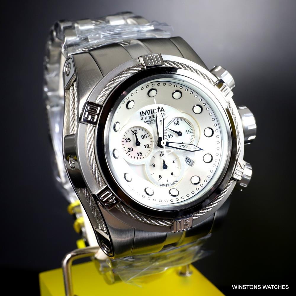 Invicta Reserve Bolt Zeus Swiss Made 52mm Stainless Steel White MOP Watch New