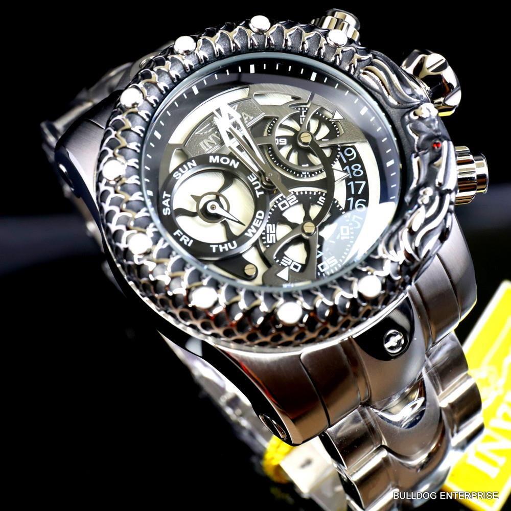 Invicta Venom Subaqua Dragon Scale Stainless Steel Guntmetal 52mm Watch New