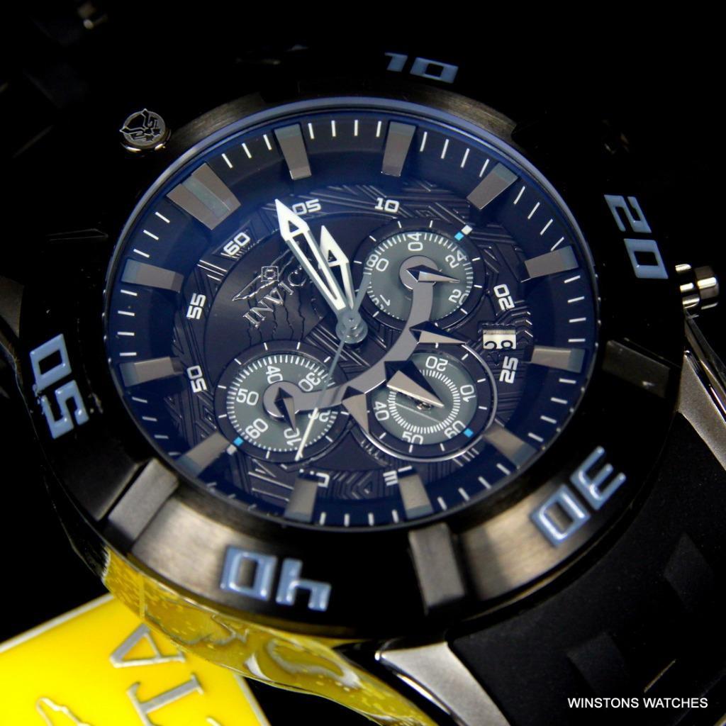 Men's Invicta Marvel Black Panther Sea Spider Sport 50mm Chronograph Watch New