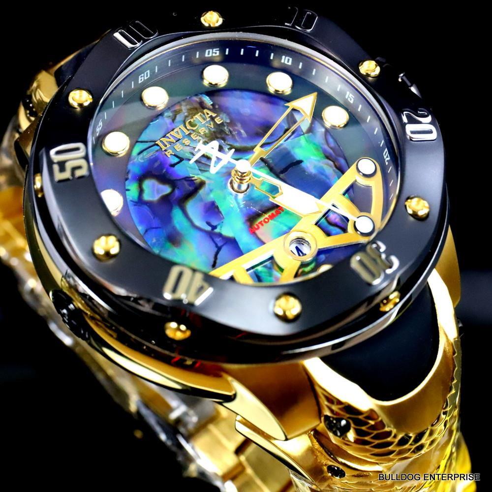 Invicta Reserve Kraken Swiss R150 Automatic Abalone Gold Plated Watch 52mm New