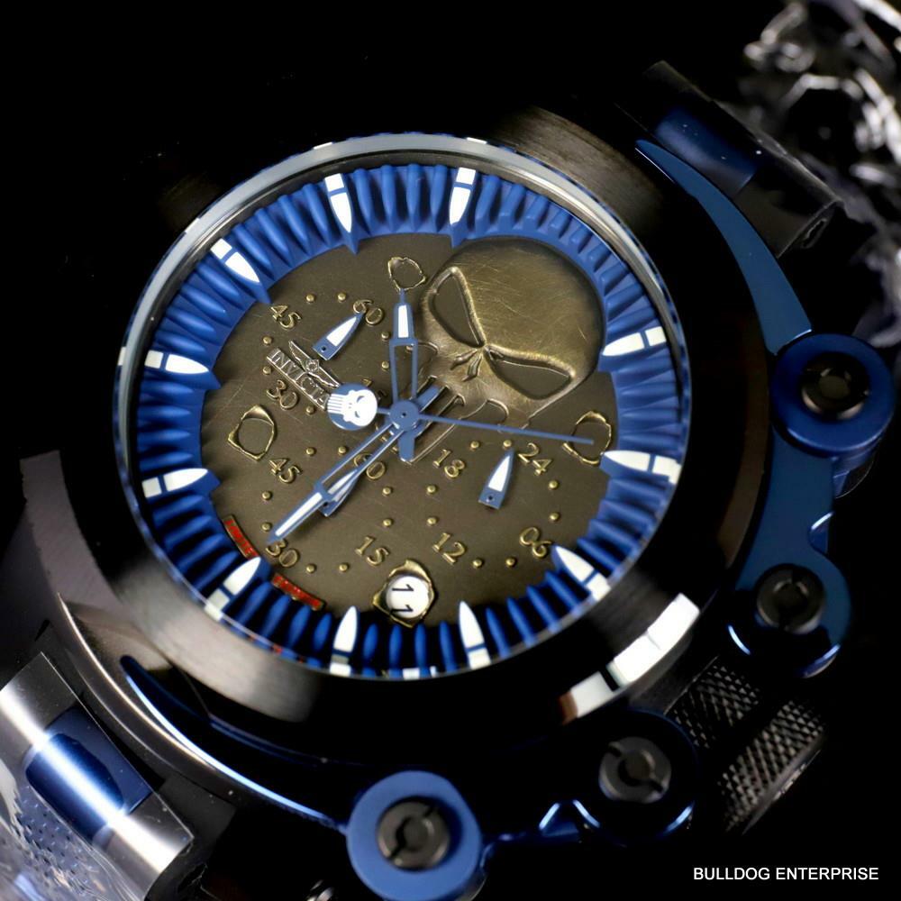 Invicta Marvel Punisher Coalition Forces Trigger 56mm Blue Black Watch New