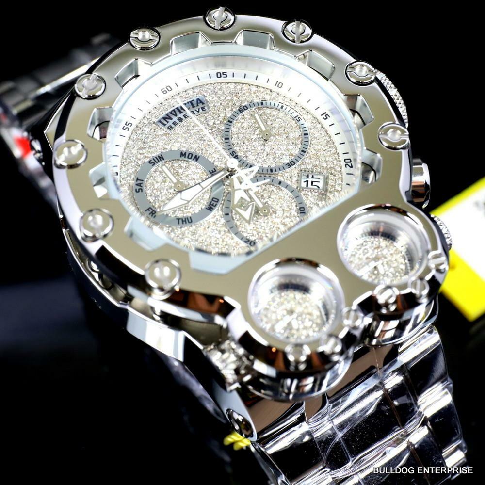 Invicta Bolt Magnum Tria 2.5 CTW Diamond Steel Swiss Chronograph 52mm Watch New