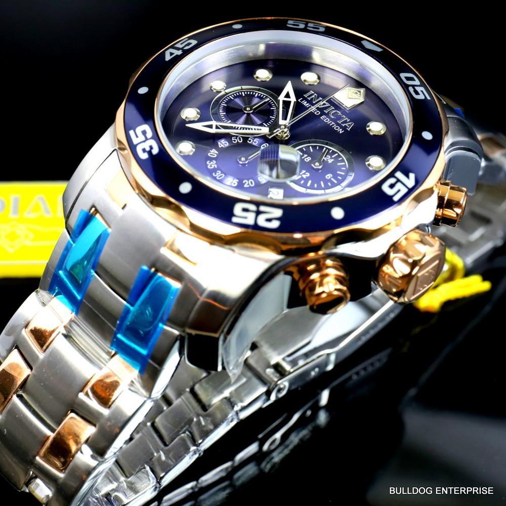 Invicta Pro Diver Scuba Limited Edition Chronograph 48mm Steel Blue Watch New