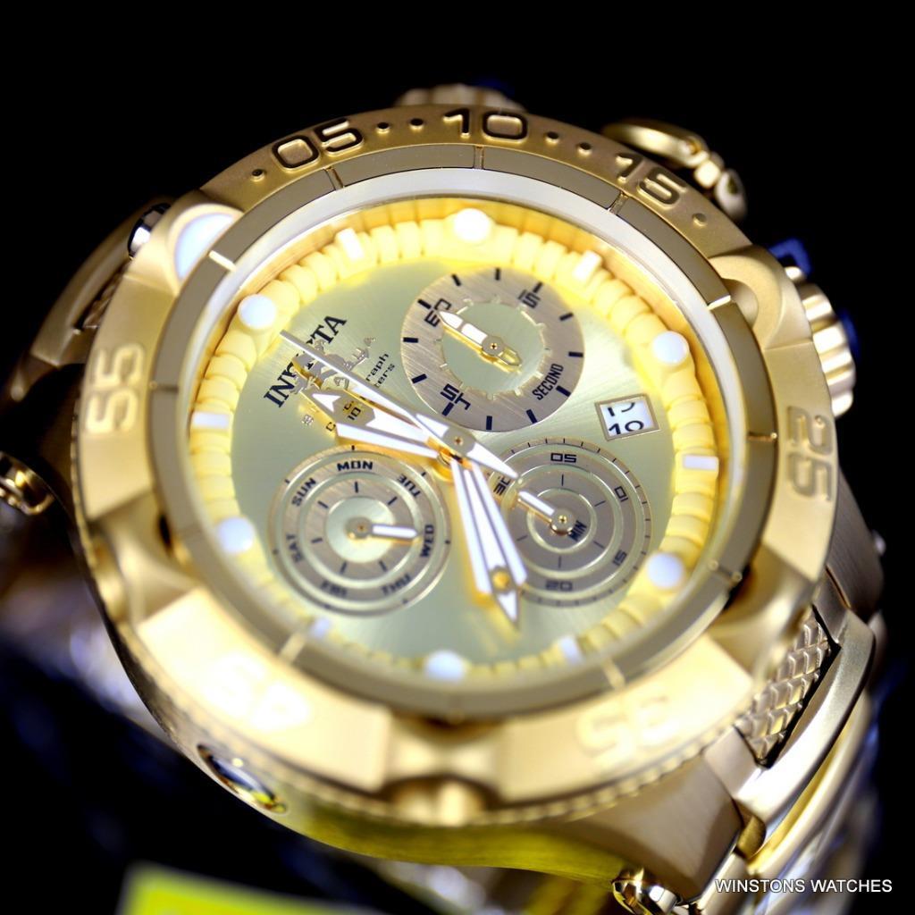 Invicta Subaqua Noma V Gold Plated Stainless Steel Chronograph 50mm Watch New