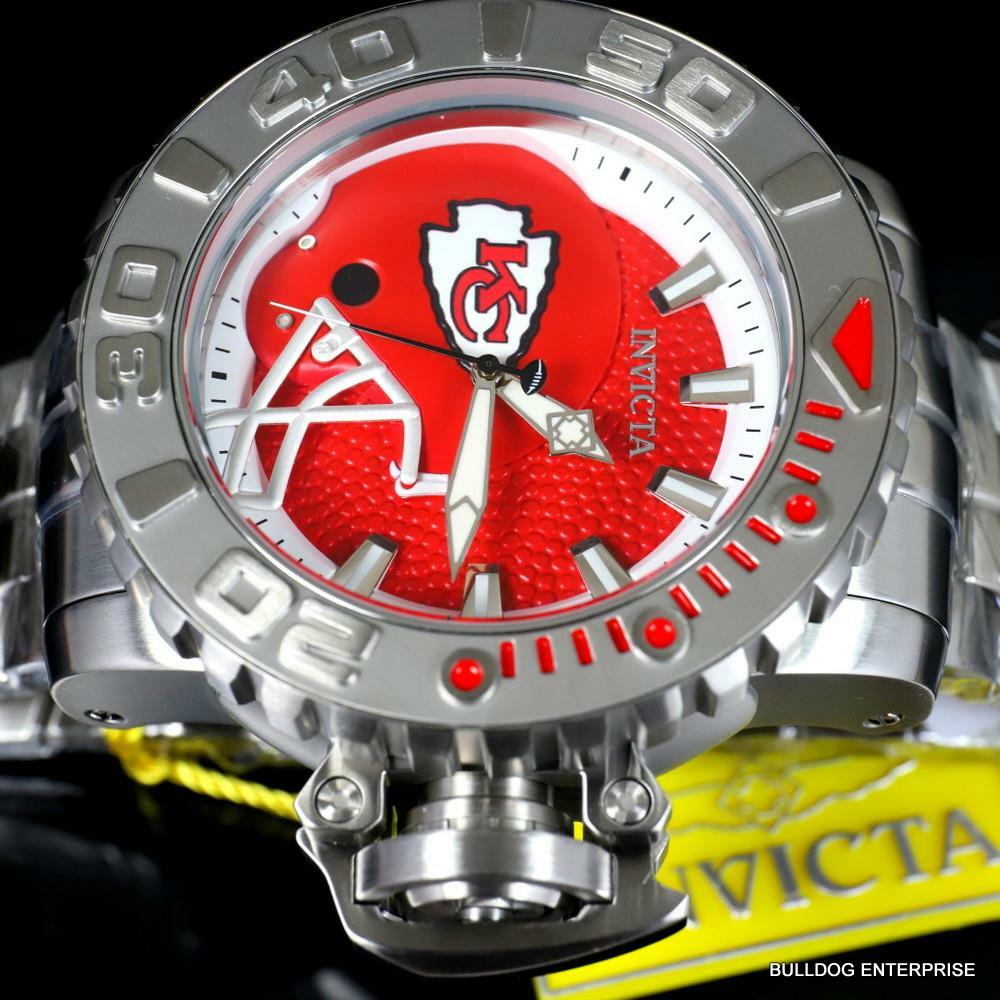 Invicta Sea Hunter Gen II NFL Kansas City Chiefs 70mm Steel Automatic Watch New