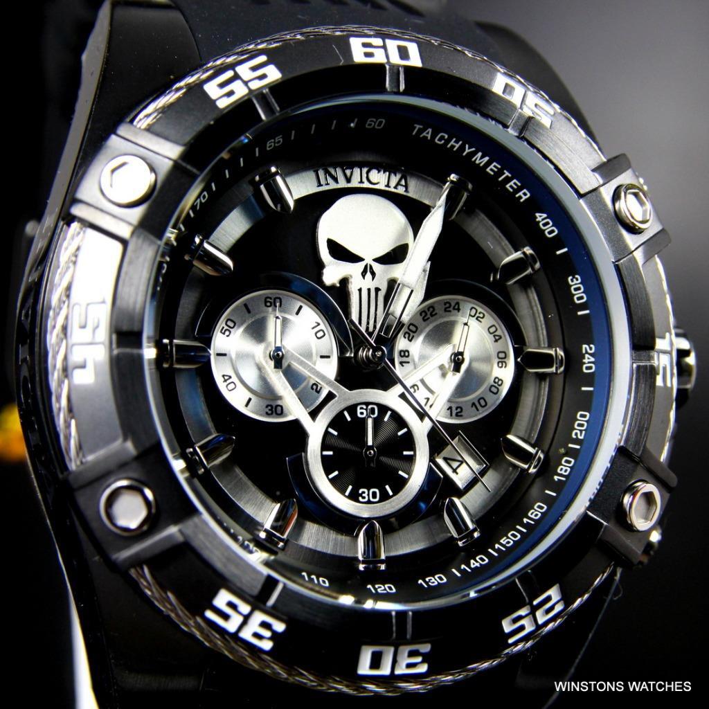 Invicta Marvel Punisher Bolt Viper 52mm Chronograph Black Limited Ed Watch New