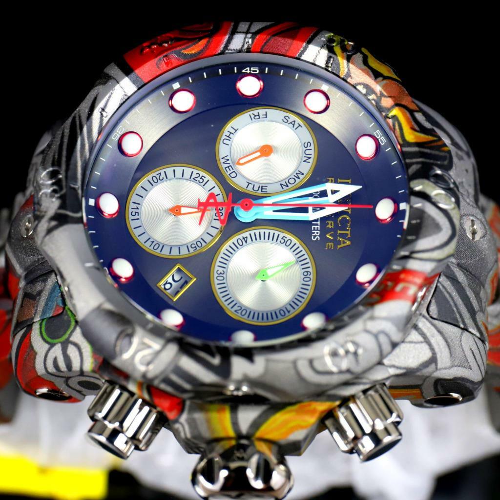 Invicta Reserve Venom Graffiti Swiss Mvt Gray Hydroplated Steel 52mm Watch New