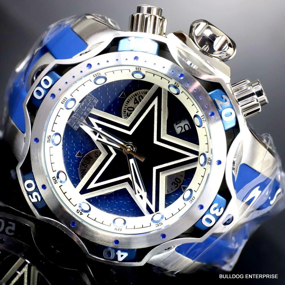 Invicta NFL Dallas Cowboys Venom Gen III 52mm Blue Swiss Chronograph Watch New