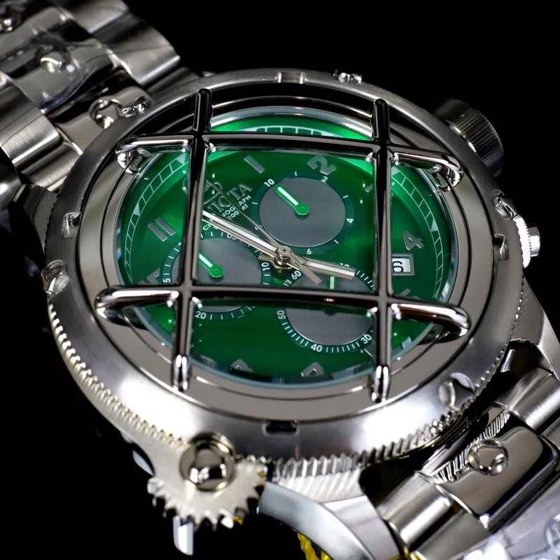 Invicta Russian Diver Nautilus Caged Swiss Mvt Steel Green 52mm Chrono Watch New
