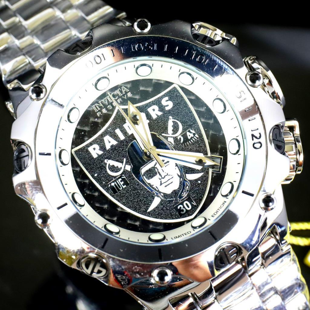 Invicta NFL Reserve Venom Hybrid Fusion Las Vegas Raiders Steel Swiss Watch New