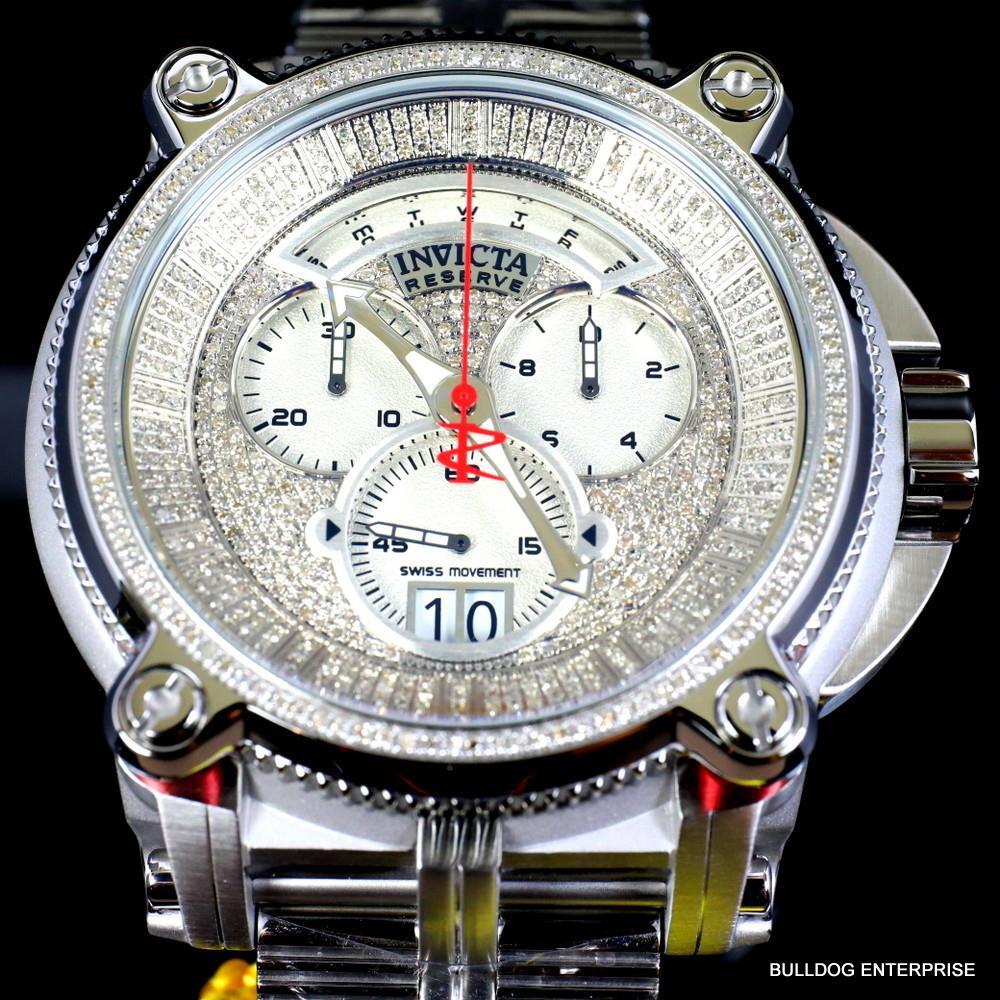 Invicta Reserve Sea Hunter Warrior 2.25 CTW Diamond 56mm Swiss Steel Watch New