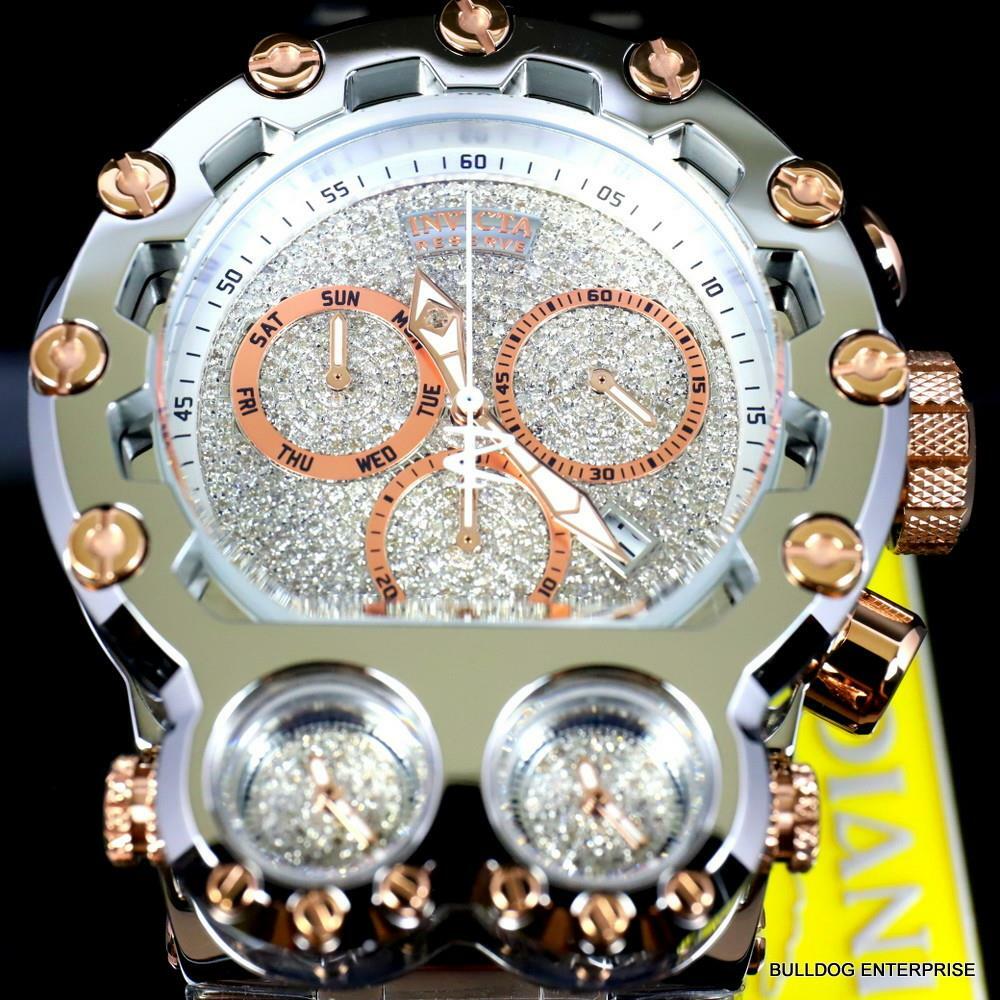 Invicta Bolt Magnum Tria 2.5 CTW Diamond Rose Gold Two Tone Swiss 52mm Watch New