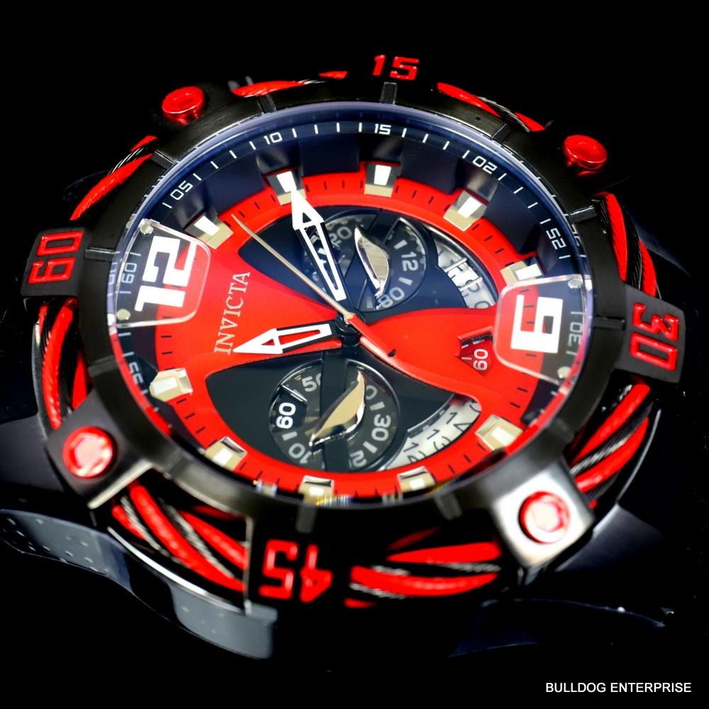 Invicta Bolt Marvel Deadpool Chronograph Red Black Rubber Limited 52mm Watch New